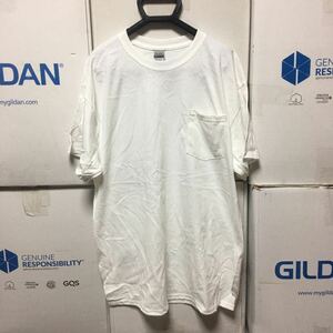 GILDAN ホワイト 2XLサイズ 白 半袖無地Tシャツ ポケット付き 6.0oz ギルダン☆