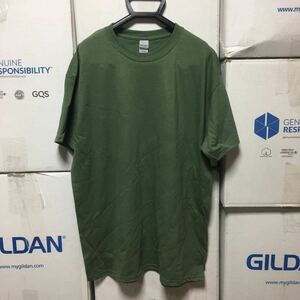 GILDAN ミリタリーグリーン L サイズ 深緑 ダークグリーン 半袖無地Tシャツ ポケット無し 6.0oz ギルダン オリーブ サバゲー サバイバル