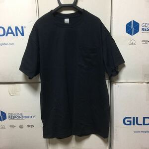 GILDAN ブラック Mサイズ 黒 半袖無地Tシャツ ポケット付き 6.0oz ギルダン