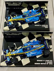 ミニチャンプス 1/43 ルノーF1 R26 No.1 F.アロンソ ノンタバコ仕様２種 　2台セット 2006年　PMA