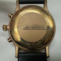 24253●EMPORIO ARMANI エンポリオアルマーニ AR-1792 腕時計 クロノグラフ クオーツ メンズ デイト ゴールド × ブラック 稼働 現状品_画像3