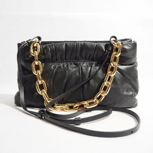 M8163R58 *ZANCHETTI The n che ti* AMLETO CHAIN PUFFY 2way leather chain shoulder bag black / black The nketirb mks