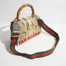 K6102P　▼GUCCI グッチ▼　446869 デュオニュソス バンブーハンドル ビジュー装飾 パイソン 3way ハンドバッグ ショルダーバッグ rb mks_画像5