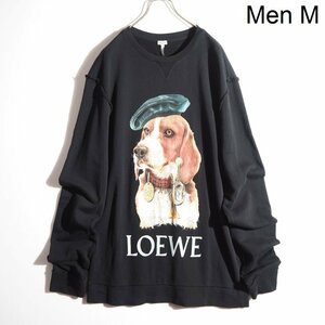 C1844P　▼LOEWE ロエベ▼　ドッグプリント スウェットシャツ ブラック M オーバーサイズ / メンズ 黒 シーズンレス rb