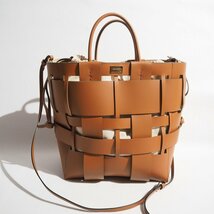 M7181P　●ZANCHETTI ザンチェッティ●　W SHOPPER TOTE BAG インナー ショルダー付 メッシュ レザートートバッグ ブラウン rb mks_画像1