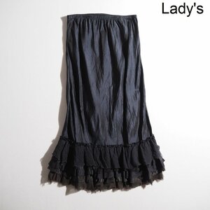 M2287P　▼dosa ドーサ▼　ウォッシュドシルク ラッフルスカート ネイビー 1 / ruffule skirt midnight シルクスカート 紺 春夏 rb