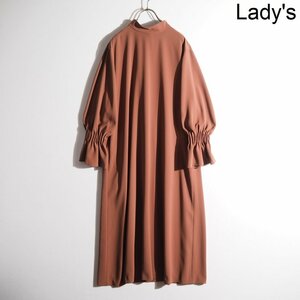 M8053P VADORE Adore V back satin georgette high‐necked gya The - sleeve One-piece Brown 38 dress spring autumn rb mks