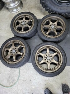 5次元 5ZIGEN 15インチアルミホイール 5J PCD100 4穴 4本セット 中古 165/50r15 タイヤつき