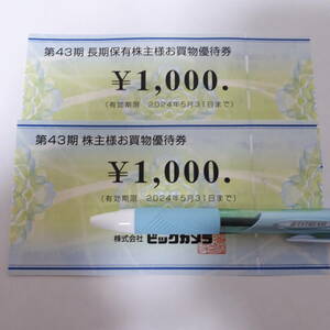 ビックカメラ 株主優待2000円分