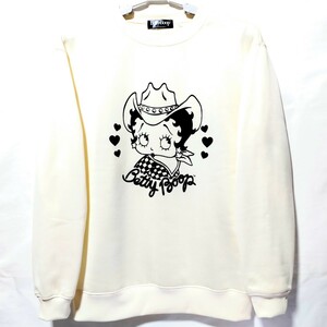 特価/未使用【サイズ=LL(XL)】Betty Boop/ベティブープ/メンズ/裏起毛/スウェット/トレーナー/胸囲=104～112cm/vanilla