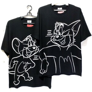 特価/未使用【2枚組/サイズ=5L(4XL)】TOM and JERRY/トムとジェリー/メンズ/半袖/Tシャツ/胸囲=116～124cm/black(TOM=1枚/JERRY=1枚)