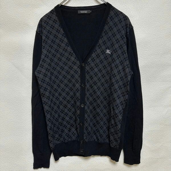 古着 BURBERRY BLACK LABEL バーバリーブラックレーベル カーディガン M 黒 ブラック Used