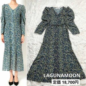 LAGUNAMOON ワンピース ロング 花柄 シアー シャツワンピース 総柄