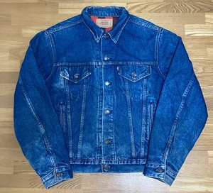 （44 L）80's VINTAGE USA製 Levi's 70411-0816 デニムジャケット 初期 ネル生地ライナー付 大文字 ヴィンテージ 古着