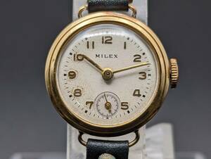[ б/у работа товар ] MILEX (mi Rex ) 18K печать small second SWISS производства 17 камень механический завод наручные часы текущее состояние товар (k-0563)