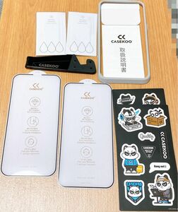 CASEKOO iPhone 14 Plus / 13promax 用 ガラスフィルム 2枚セット 簡単ガイド粋付き耐衝撃 傷防止