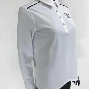 【USED】Callaway キャロウェイ ポリエステル 長袖 ポロシャツ ロゴ刺繍 ホワイト 白 レディース L ゴルフウェアの画像6