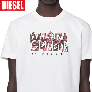 L/新品 DIESEL ディーゼル グラフィック Tシャツ T-DIEGOR-D4 メンズ レディース ブランド カットソー ホワイト