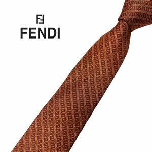 FENDI ネクタイ やや細身 ズッカ柄 レジメンタル柄 ストライプ柄 フェンディ USED 中古 m841