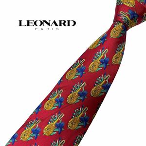 LEONARD ネクタイ 花柄 楽器柄 レオナール USED 中古 m842