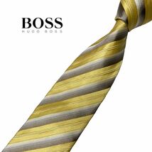 HUGO BOSS ネクタイ やや細身 レジメンタル柄 ストライプ柄 ヒューゴボス USED 中古 m857_画像1