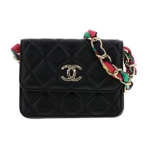 ★美品★CHANEL シャネル マトラッセ マルチカラー ミニ チェーンショルダー ショルダーポーチ ブラック 黒 RS Black ラムスキン