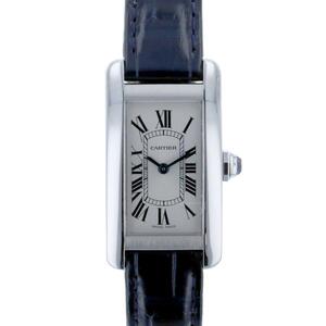 Cartier カルティエ 時計 クオーツ/レディース WSTA0043 Black SS/レザーベルト タンクアメリカン SM