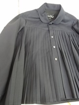 tricot COMME des GARCONS トリココムデギャルソン 丸襟プリーツシャツ ネイビー ポリエステル70% 毛30% M TF-B002 AD2020_画像2