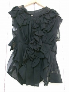 COMME des GARCONS コムデギャルソン フリルデザインシャツ S ブラック ポリエステル100% GK-B023 AD2012