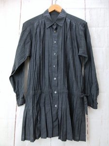 ISSEY MIYAKE イッセイミヤケ シャツワンピース 3 IM01FJ016 グレー 綿60% ポリエステル40% 日本製 PLEATS PLEASE プリーツプリーズ