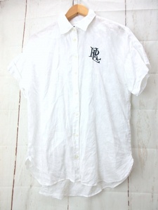 LAUREN RALPH LAUREN ローレン ラルフローレン リネンシャツ M 165/92A ホワイト 200874259001 麻100% Made in Srilanka