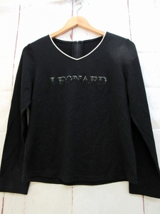 LEONARD FASHION レオナール ファッション カットソー L 0369350 ブラック 毛100% Made in Japan
