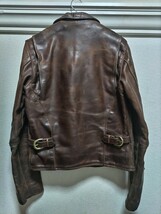 VANSON　バンソン　レザー シングル　ライダースジャケット　馬革　ホースハイド　茶　34　TALON_画像2