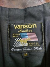 VANSON　バンソン　レザー シングル　ライダースジャケット　馬革　ホースハイド　茶　34　TALON_画像3