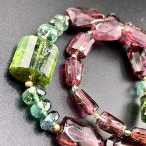 E02-6512 14K☆トルマリンネックレス 42cm 33g ( tourmaline necklace 天然 accessory jewelry )