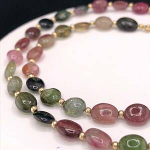 E03-1248 K18☆トルマリンネックレス 約39cm 11g ( tourmaline necklace K18 jewelry accessory )