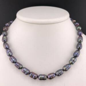 P03-0013★★黒蝶パールネックレス 約8.0mm~8.5mm 41cm 42g ( 黒蝶真珠 Pearl necklace SILVER accessory jewelry )