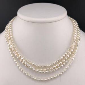 P03-0017☆2点SET☆淡水パールネックレス 総重量 41g ( 淡水真珠 Pearl necklace SILVER accessory jewelry )