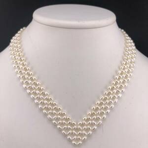 P03-0077☆淡水パールネックレス 重量 32g ( 淡水真珠 Pearl necklace SILVER accessory )