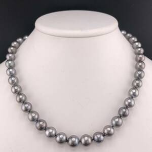 E03-5146 黒蝶パールネックレス 9.0mm~10.70mm 45cm 63g ( 黒蝶真珠 Pearl necklace SILVER )