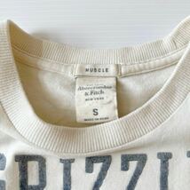 訳あり アバクロ Abercrombie & Fitch Tシャツ 熊 グリズリー XS(表記S) オフ白 カレッジ ヴィンテージ 古着風 スクール grizzly country_画像4