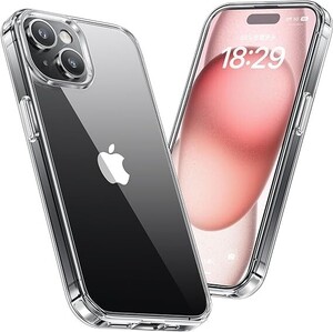 NIMASO ケース iPhone 15用 クリア 保護ケース 黄変防止 耐衝撃 米軍MIL規格 SGS認証 PC背面 傷つけ防止