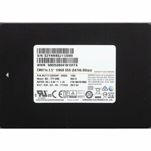 SAMSUNG CM871a P/N:MZ7TY128HDHP-00000 Model:MZ-7TY1280 2.5インチ SSD SATA600 128GB 6534回 15152時間