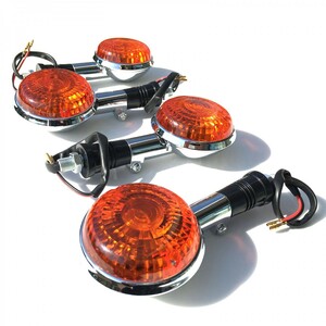 ウインカー バイク 用 汎用 ヤマハ フロント リア ライト ランプ 12v 純正タイプ 修理 交換 オレンジ レンズ 4個 セット アンバー