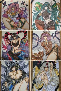 Art hand Auction Set of 6 illustrations Assortment Azur Lane, fate etc. doujin hand-drawn illustrations, comics, anime goods, hand drawn illustration