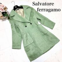 サルヴァトーレフェラガモ Salvatore ferragamo 春色 コート 春コート ライトグリーン ４０ Lサイズ相当_画像1