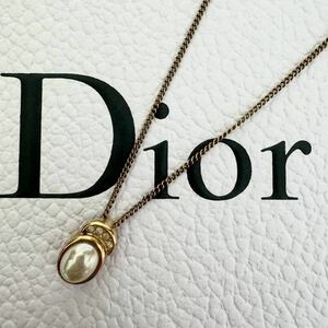 1円〜　② Christian Dior クリスチャン・ディオール ネックレス ペンダント アクセサリー ラインストーン ゴールドカラー パール　