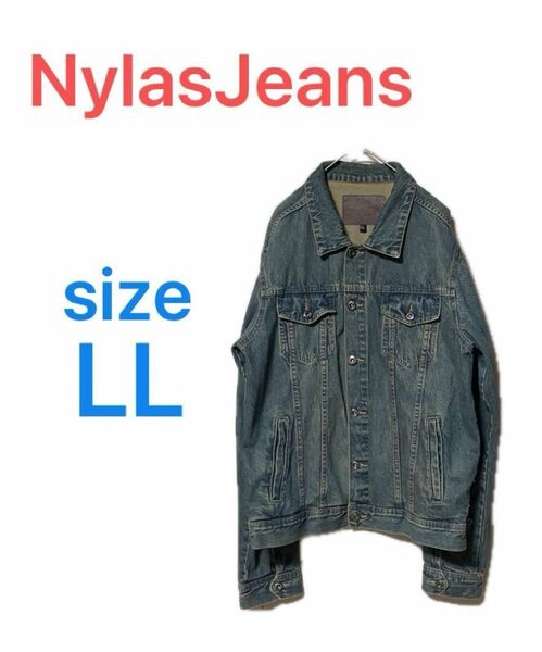 NylasJeans ナイラスジーンズ　メンズ　デニムジャケット　Gジャン　size LL 大きいサイズ　ヴィンテージ　ユーズド系