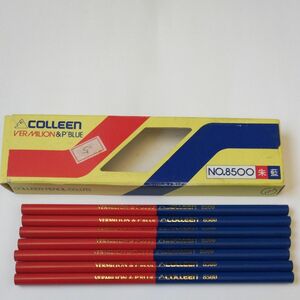 コーリン鉛筆　朱・藍の色鉛筆　７本　箱付き　