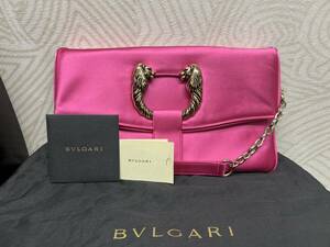 【美品】　ブルガリ★BVLGARI★レオーニ★LEONI★ライオン★２ＷＡＹバッグ★サテンバッグ★クラッチバッグ★チェーンショルダーバッグ★